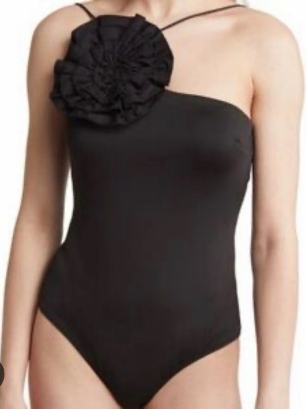 Zara Asymmetrical Sz Medium One Piece Black Floral Swimsuit One Shoulder